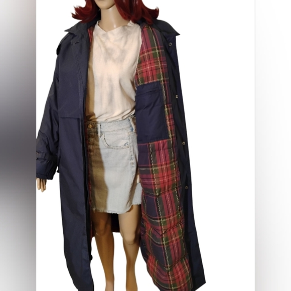Gander Mountain Women's Dark Blue Down And Flannel Trench Coat Size Medium - Picture 8 of 11